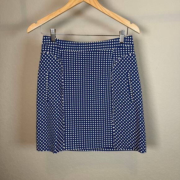 Women's Laundry by Shelli Segal Blue White Polka Dot Mini Skirt Size 4 NEW - Picture 10 of 10